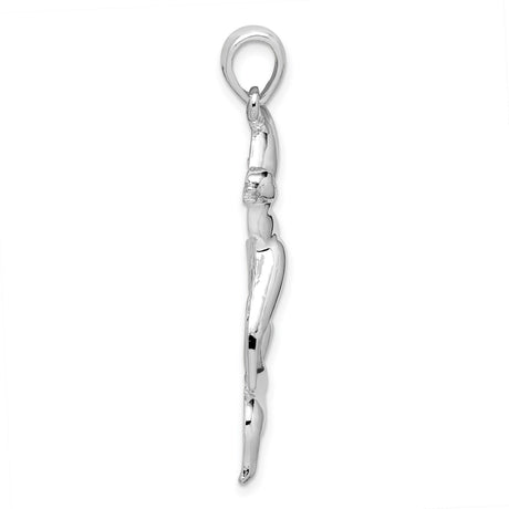 Sterling Silver Pendant with Flying Duck Over Cattails, Nature Wildlife Bird Charm Design