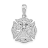 Sterling Silver Firefighter Pendant with Maltese Cross, Axe, Ladder, and Helmet Symbols