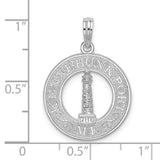 Kennebunkport Circle with Lighthouse Charm Pendant in Real 925 Sterling Silver