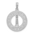 Kennebunkport Circle with Lighthouse Charm Pendant in Real 925 Sterling Silver