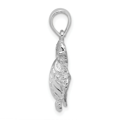 Sterling Silver Turtle Pendant, Detailed Sea Turtle Design, Nautical Theme Jewelry