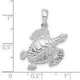 Sterling Silver Turtle Pendant, Detailed Sea Turtle Design, Nautical Theme Jewelry