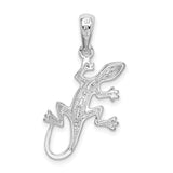 Sterling Silver Gecko Pendant, Polished Lizard with Tribal Charm, Nature-Inspired Animal Jewelry
