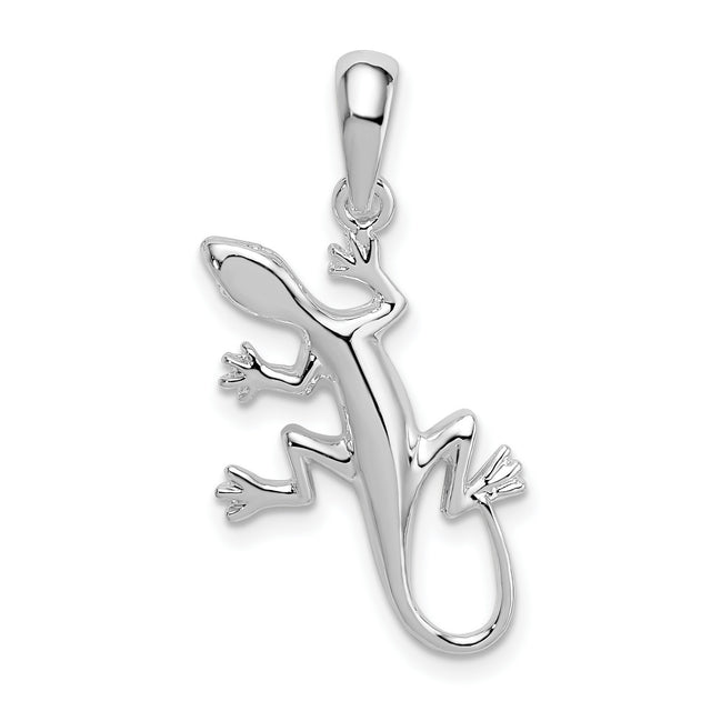 Sterling Silver Gecko Pendant, Polished Lizard with Tribal Charm, Nature-Inspired Animal Jewelry