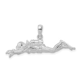 Sterling Silver Scuba Diver Pendant with Detailed Diving Gear and Oxygen Tanks