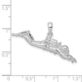 Sterling Silver Scuba Diver Pendant with Detailed Diving Gear and Oxygen Tanks