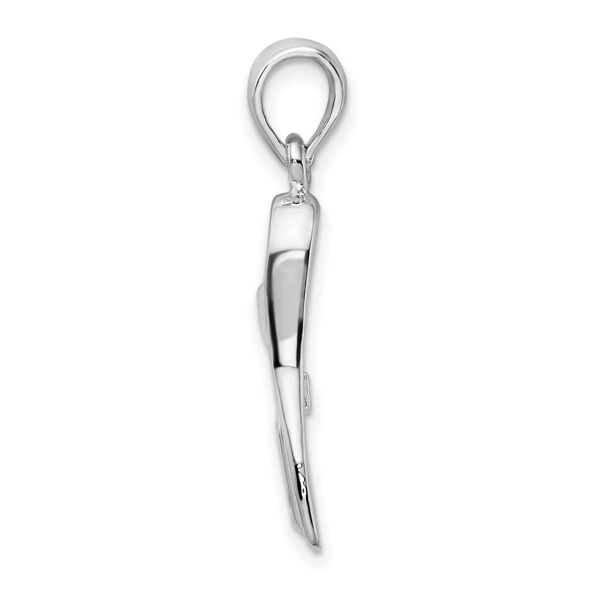 Sterling Silver Scuba Flipper Pendant, 3D Diver Fin Charm, Nautical Ocean Theme Jewelry