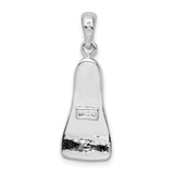 Sterling Silver Scuba Flipper Pendant, 3D Diver Fin Charm, Nautical Ocean Theme Jewelry