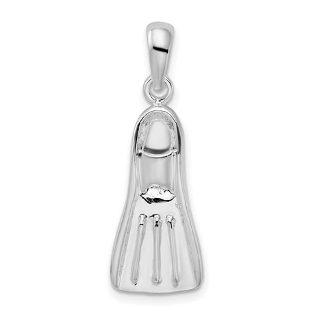 Sterling Silver Scuba Flipper Pendant, 3D Diver Fin Charm, Nautical Ocean Theme Jewelry