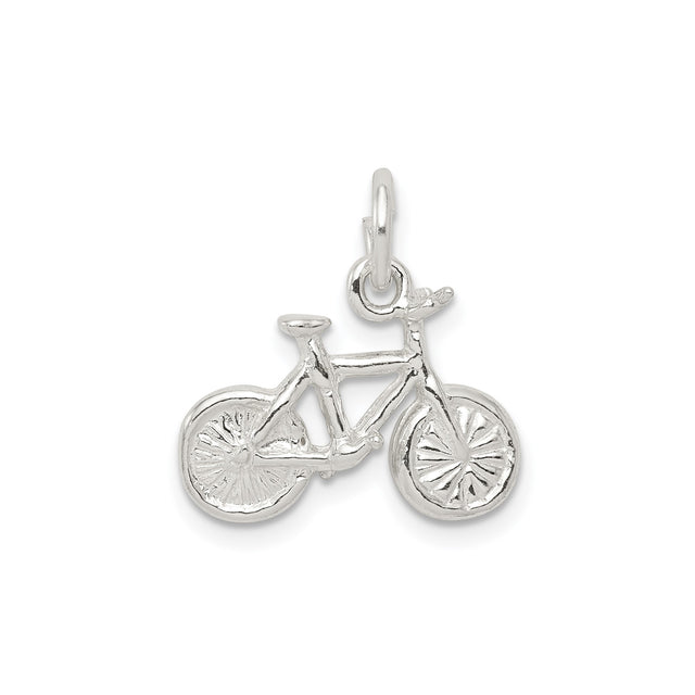 Sterling Silver Bicycle Pendant or Charm, Minimalist Cycling Jewelry for Women and Unisex Riders