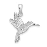 Sterling Silver Hummingbird Pendant with Textured Wings and Detailed Body for Women