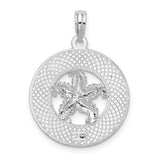 Sterling Silver Starfish Pendant with Fort Myers Beach Florida Text and Ocean Charm