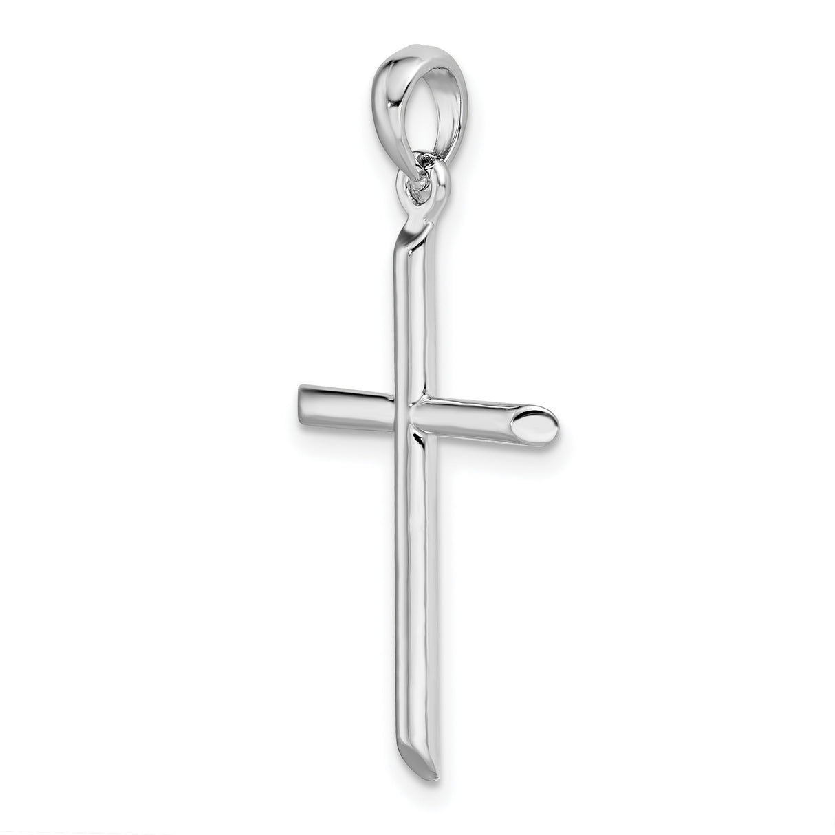 Sterling Silver Cross Pendant with Beveled Ends and Polished Finish for Men and Women