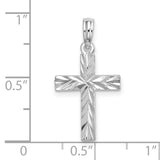 All-over Diamond-Cut Latin Cross Charm Pendant in Real 925 Sterling Silver