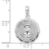 Sterling Silver Communion Pendant with Chalice Symbol and Scalloped Edge