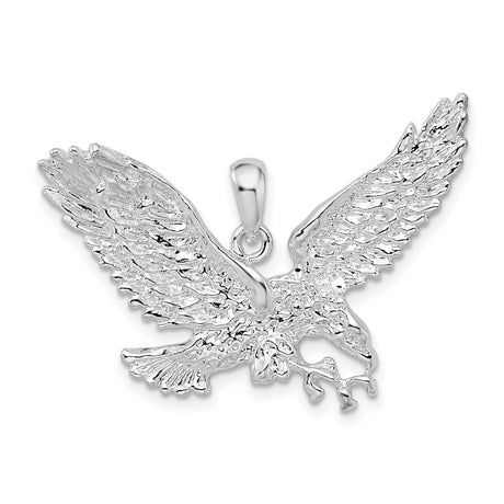 Sterling Silver Eagle Pendant with Outstretched Wings, Symbol of Freedom and Strength