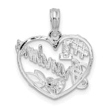 #1 Grandma in Heart Charm Pendant in Real 925 Sterling Silver