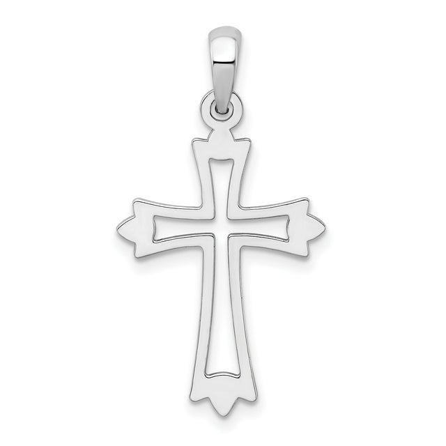 Sterling Silver Cross Pendant with Layered Dual Design, Minimalist Religious Charm for Men and Women