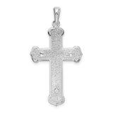 Sterling Silver Crucifix Cross Pendant with Flared Edges and Scalloped Design