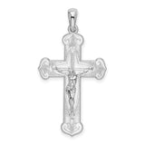 Sterling Silver Crucifix Cross Pendant with Flared Edges and Scalloped Design