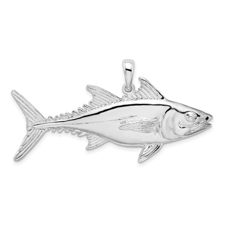 Sterling Silver Tuna Fish Pendant with Lifelike Ocean Detailing, Nautical Fishing Charm