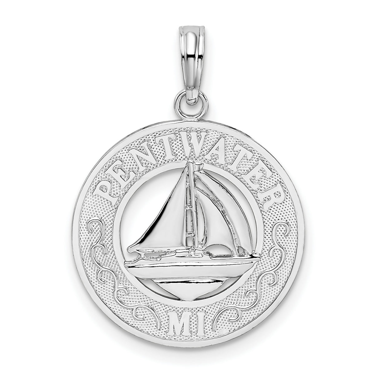 Sterling Silver Sailboat Pendant with Pentwater Michigan Engraving, Nautical Lake Life Jewelry