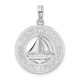 Sterling Silver Sailboat Pendant with Pentwater Michigan Engraving, Nautical Lake Life Jewelry
