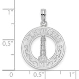 Sterling Silver Lighthouse Pendant with Pentwater Michigan Engraving, Nautical Travel Charm