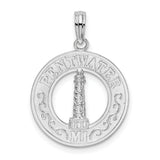 Sterling Silver Lighthouse Pendant with Pentwater Michigan Engraving, Nautical Travel Charm