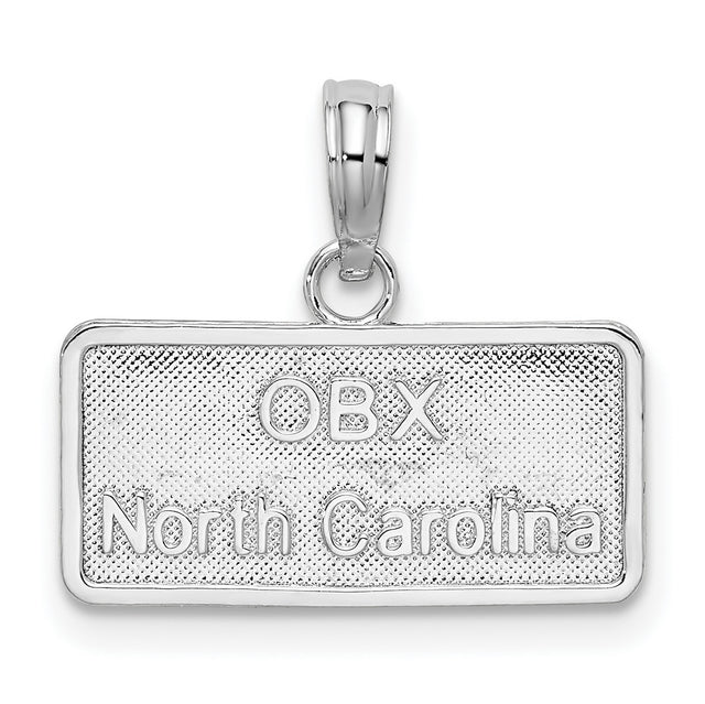 Sterling Silver OBX North Carolina Pendant, Outer Banks Rectangle Charm, Coastal Souvenir Jewelry