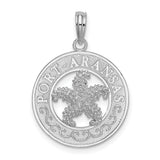 Sterling Silver Starfish Pendant with Port Aransas Engraving and Wave Accents