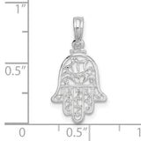 Sterling Silver Hamsa Pendant with Intricate Filigree Design, Religious Protection Amulet