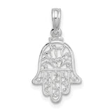 Sterling Silver Hamsa Pendant with Intricate Filigree Design, Religious Protection Amulet