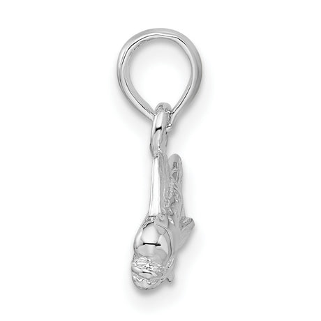 Polished Mahi-Mahi Fish Charm Pendant in Real 925 Sterling Silver