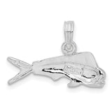 Polished Mahi-Mahi Fish Charm Pendant in Real 925 Sterling Silver