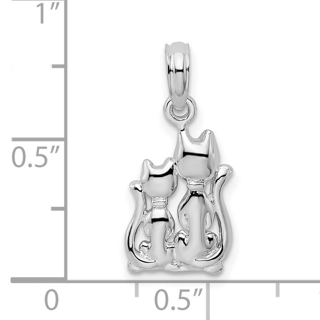 Polished Big and Little Cats Charm Pendant in Real 925 Sterling Silver