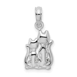 Polished Big and Little Cats Charm Pendant in Real 925 Sterling Silver