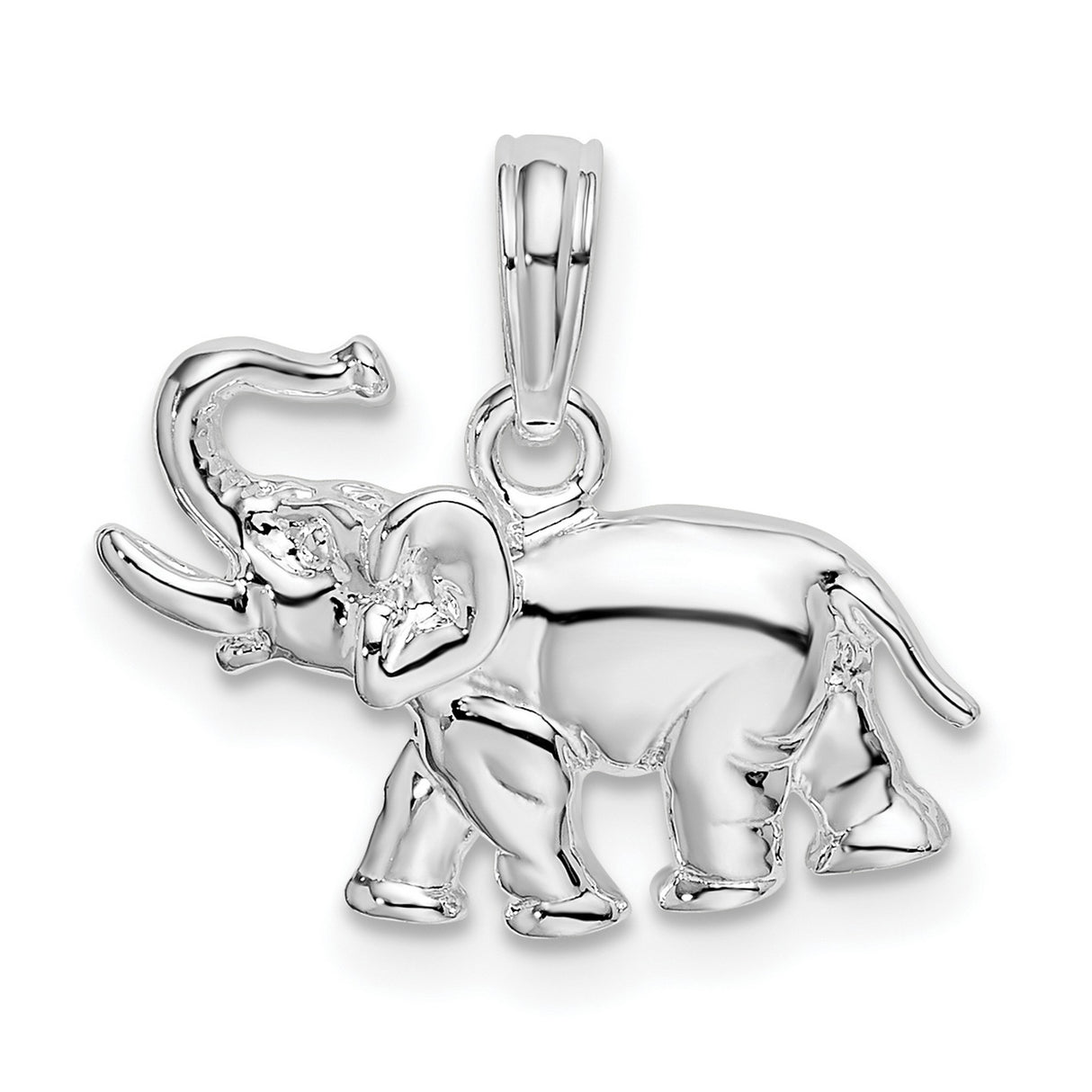 Sterling Silver Elephant Pendant with Raised Trunk, Boho Meditation and Yoga Jewelry for Women