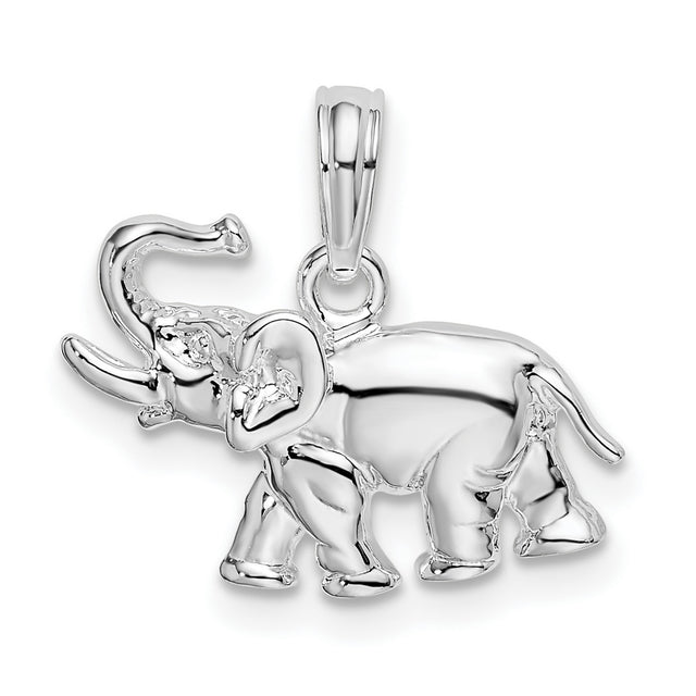 Sterling Silver Elephant Pendant with Raised Trunk, Boho Meditation and Yoga Jewelry for Women