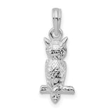 Sterling Silver Owl Pendant with 3D Branch Design, Nature Inspired Animal Charm for Women