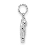 Polished Textured 3-D Cat with Arched Back Charm Pendant in Real 925 Sterling Silver