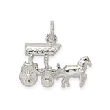 Horse And Covered Carriage Charm Pendant in Real 925 Sterling Silver