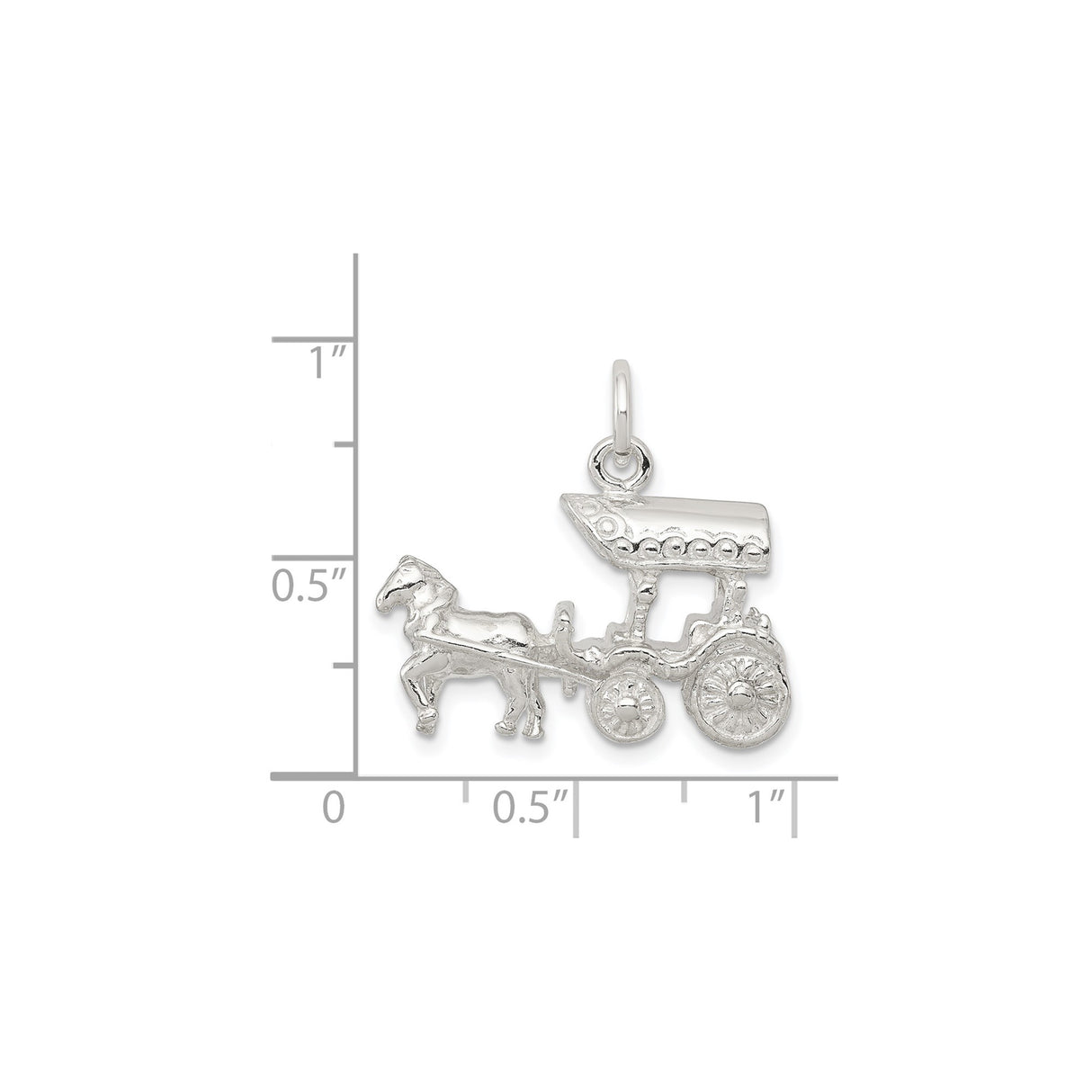 Horse And Covered Carriage Charm Pendant in Real 925 Sterling Silver