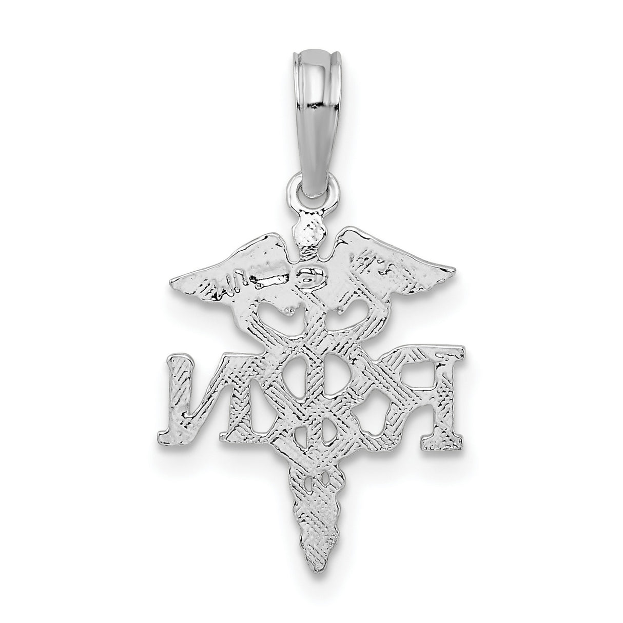 Sterling Silver RN Pendant with Caduceus Symbol, Nursing Jewelry for Women or Unisex Wear