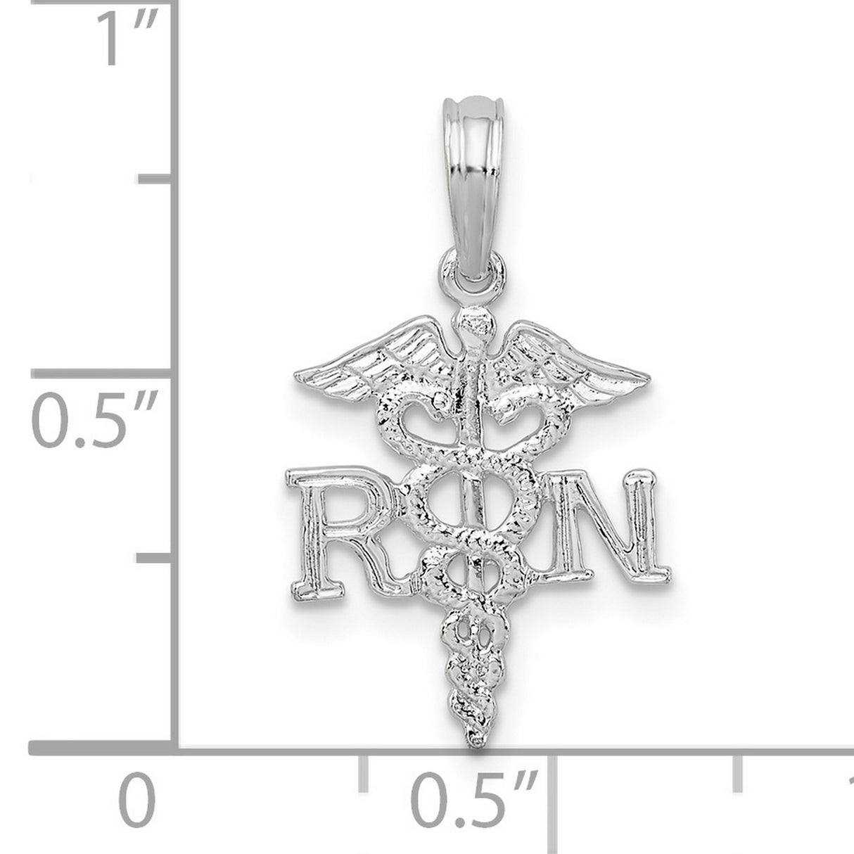 Sterling Silver RN Pendant with Caduceus Symbol, Nursing Jewelry for Women or Unisex Wear