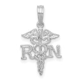 Sterling Silver RN Pendant with Caduceus Symbol, Nursing Jewelry for Women or Unisex Wear