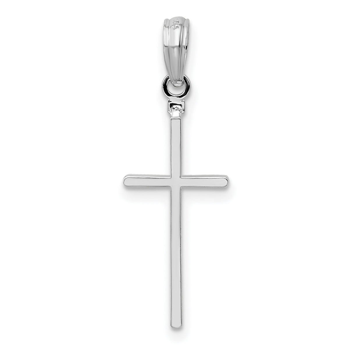 Sterling Silver Cross Pendant, Classic Polished Latin Cross with Slim Vertical Design