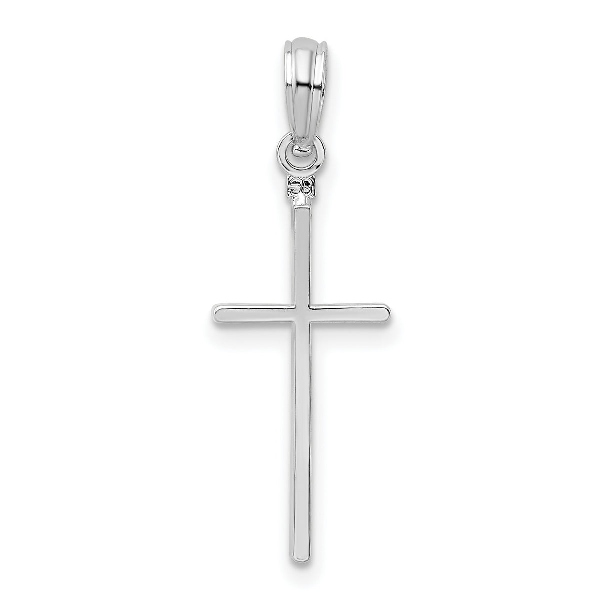 Sterling Silver Cross Pendant, Classic Polished Latin Cross with Slim Vertical Design