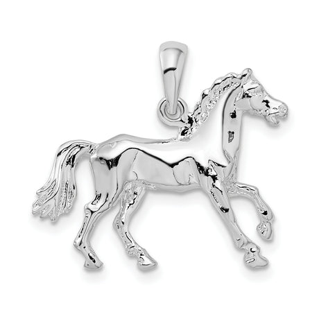 Sterling Silver Horse Pendant with Detailed Trotting Horse Design, Western Style for Women or Unisex
