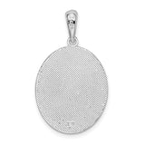 Sterling Silver Oval Flamingo Pendant with Palm Tree Scene, Tropical Beach Charm for Women